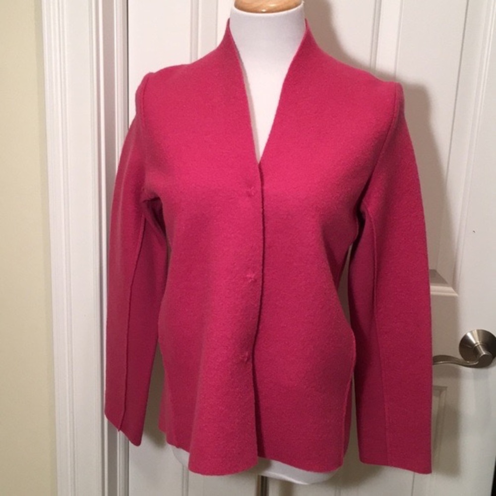 Eileen Fisher Boiled Wool Vintage Magenda Jacket